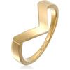 Elli Anelli Donne V-Forma Geo di Base in Argento Sterlino 925 Placcato Rodio
