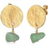 Elli Orecchini Donne Orecchini pendenti ciondolo Vintage martellato con avventurina in argento sterlino 925 placcato oro