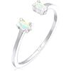 Elli Anello da donna ovale geo opale aperto, regolabile, in argento sterling 925, Opale