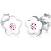 Elli Orecchini Bambini Fiori Simbolo Giocoso con Cristalli in Argento Sterling 925