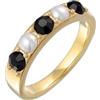 Elli Anelli Donne Banda Perle di Vetro Tendenza Colore Oro con Cristalli