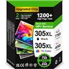 INKYEAH Cartuccia 305 XL - 1200+ Pagine, Ricambio per Cartucce HP 305 Nero e Colore Originali, Inchiostro Stampante 305 Compatibile con HP DeskJet 2820e 2720e 2700 4220e 2800 Envy 6420e 6020e 6000
