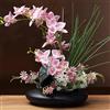 SYDDOL INSPIRED SYDDOL Fiori di Orchidea Artificiali da 43,2 cm in Vaso Zen Decorativi Orchidea Bonsai Realistici al Tatto Fiori Artificiali/Finti con Vaso in Ceramica per Centrotavola da Tavolo Casa (Rosa + Nero)