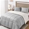 Basic Beyond Micromink Sherpa - Set copripiumino reversibile per letto, 3 pezzi (Sherpa grigio, Queen)
