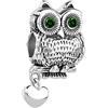 MiniJewelry Animal Owl Charm Compatible with Pandora Bracelets Blue Eye CZ Silver Lucky Bead Sister Friends BFF Daughter Birthday