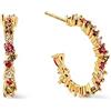 SINGULARU - Orecchini Cerchio Estellar Colors. Argento Sterling con Placcatura Oro 18Kt e Zirconi. Chiusura a Pressione. Gioielli da Donna