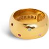 SINGULARU - Anello Curve Rainbow. Ottone con Finitura Placcata Oro 18 Kt. Gioielli da Donna. Taglia 12