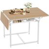 YITAHOME Tavolo da pranzo pieghevole, tavolo a goccia estensibile con porta-foglie e 4 gambe regolabili, posti a sedere 2-6 persone, 120 x 78 x 75 cm, quercia gialla e bianca