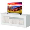 Avilia Mobile Porta TV Mobiletto Basso per TV con 2 Ante e Scomparti Portaoggetti - Con Foro Passacavi Integrato, in MDF, 42x139x53cm, Bianco