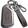 RXXR Custodia per Chiave Auto Grigia Compatibile con VW Volkswagen Golf 8 Cupra Formentor Born Seat Leon Ateca Skoda Octavia Enyaq ID3 ID4, Custodia per Chiave in Lega con 3 Pulsanti e Portachiavi in Pelle