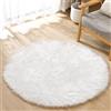 ORINOVA Tappeto Peloso Bianco Rotondo 120 cm Rug Morbido Tappeti Scendiletto Camera da Letto Lavabile in Lavatrice Moderno Salotto