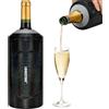 Itslife Refrigeratore per Bottiglie Vino, Champagne, Spumante, 750ml Raffredda Bottiglie Vino Portatile con Coperchio, glacette per Vino in Acciaio Inox, Regali per Gli Amanti del Vino (Nero)