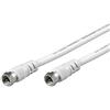 Goobay 60724 Cavetto F per Antenna Satellitare SAT (80 dB), Schermatura Doppia, Bianco, 0.5 m Lunghezza del Cavo