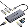 QGeeM Hub USB C 7 in 1 Adattatore con HDMI 4K, 3 USB-A 3.0 5Gbps, Lettore Schede SD/TF, PD 100W, per MacBook Air/Pro, iMac, iPad Pro, Docking Station per iPhone 15/16 Ipad Pro max