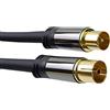 PremiumCord Cavo di Collegamento Antenna TV HQ, M/F, 75 Ohm (135 Db), Schermato 4X, Connettore in Metallo, Lunghezza 3 m