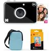 Kodak Printomatic+ - Fotocamera istantanea da 10 MP (blu) con custodia, LED RGB e carta fotografica Zink 20 fogli - nero