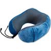 FANDARE Cuscino da Viaggio Memory Foam Cuscino per Il Collo a Forma di U Neck Pillow per Donna, Uomo,Adolescenti,Ufficio,Casa, Autobus/Aereo/Treno Viaggio,360 ° Supporto per collo & mento Blu
