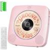 Gueray Lettore CD portatile Hifi : Lettori CD Bluetooth per la casa con altoparlanti Batteria ricaricabile da 1800 mAh Telecomando Copertura antipolvere rimovibile Supporta radio FM USB AUX Rosa