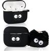 LEWOTE Custodia compatibile con Apple AirPods Pro 3, protettiva, divertente, carina, slim, con figurina e portachiavi (Black Hairball)
