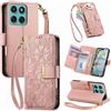 Fertuo Cover per Motorola Moto Edge 60 Fusion/Edge 60 / Edge 60 Pro, Fiori Custodia a Libro Portafoglio Antiurto in Pelle PU Flip Case Interna Silicone con Porta Carte e Chiusura Magnetica, Rosa