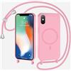 Belzsxy Cover Compatible con iPhone X/iPhone XS rimovibile custodia in silicone,[Antiurto] [AntiGraffio] [Antiscivolo] Custodia con Regolabile Collana per Cordino Collana Necklace Cover Corda,Rosa
