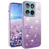 YUEQIAN Cover Glitter per Motorola Moto G56 5G, Ultra Sottile Brillantini Molle TPU Silicone Antiurto Custodia, Moda Brilla Diamante Fiori Donna Trasparente Case. Viola