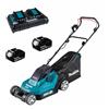 Makita DLM432PT2 - Rasaerba elettrico a batteria 2 X 5 Ah al litio - cesto di raccolta, cm 43