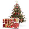 Wintem - Kit Addobbi Albero di Natale 106 Pezzi in Rosso e Oro con Palline, Fiori e Stelle Infrangibili per Addobbi Natalizi Coordinati, Facili da Appendere e Riutilizzare