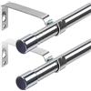 Harrms 2 pezzi Aste per Tende a Occhielli, Asta per Tende in Voile 16mm Argento 76-158cm, Bastone per Tende da Finestra in Metallo Estensibile Acciaio Inossidabile con Staffe Regolabili per Camera da