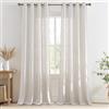 PONY DANCE Tende Soggiorno Lino 220g/m² Semitrasparenti per Interni 2 Pezzi L 140 x A 260 CM Tende Filtro Luce Camera da Letto Linen Curtains per Cameretta Bambini con Anelli, Bianco Lino Naturale