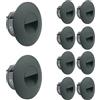LIGHTWORLD24 Welt der Lichter LIGHTWORLD24 Illuminazione LED per Scale da Interno ed Esterno - Set 10 Faretti da Incasso a Muro IP65, 230V, Luce per Gradini, Applique da Parete GRIGIA