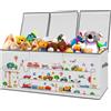 decalsweet Contenitore Giochi Bambini Extra Large con Coperchio Ribalta, Scatole Porta Giochi Pieghevole Oxford, Baule Portagiochi Impermeabile per Ragazze Ragazzi, 96×32×40cm(Veicoli Stradali)