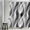 Uiiooazy Tenda Doccia Antimuffa, Tenda da Doccia 200x180cm Grigio Righe Sfumata Nero Astratta Geometrico Motivo Tende da Bagno Tessuto Lavabile Impermeabile Tende per Vasca da Bagno con 12 Anelli