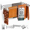 TEHORNEO Stendino da Parete 100 cm, Stendibiancheria da Parete in Acciaio Inossidabile, Stendino a Muro, Stendibiancheria a Scomparsa, Stendipanni da Muro Supporta 25 kg, 100% Acciaio Inossidabile