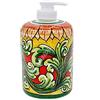 Sicilia Bedda - PORTASAPONE LIQUIDO IN CERAMICA DI CALTAGIRONE - Dipinto Interamente a Mano - Altezza 15 CM (Maiolica Rosso e Verde)