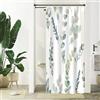 Uiiooazy Tenda Doccia Antimuffa, Tenda da Doccia Piccola 90x180cm Foglie Blu Scuro Eucalipto Verde Pianta Tende da Bagno Tessuto Lavabile Impermeabile Poliestere Tende per Vasca da Bagno con 6 Anelli