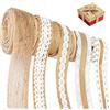 GZXUEHU 5 Rotoli Nastro di Juta con Pizzo,Ciascuno Lungo 2 Metri,Juta Nastri è Morbido ma Resistente,Vintage Craft Ribbon per Matrimoni,Natale,Feste,Fai da Te