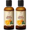 AROMATIKA trust the power of nature Olio Essenziale di Arancia Dolce 2x100 ml - Citrus Sinensis - Naturale e Puro - Olio di Arancia per Diffusori - Profumi per la Casa - Saponi e Candele - Sauna - Aroma di Agrumi - Aromaterapia