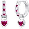 Bewenda Orecchini in argento 925 per bambini, ragazze, donne, orecchini a cerchio in argento 925, piccoli con ciondolo a forma di cuore, zirconi, ipoallergenici, da appendere, con confezione regalo