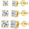 Dochais Moissanite Argento Sterling 925 Orecchini Orecchini a Tacco Set 3 Paia (3/4/5mm o 4/5/6mm) Ipoallergenici Brillanti per Donna Uomo Regalo di Gioielli