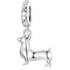 Fanona Ciondolo in argento Sterling 925 con cane Corgi per braccialetti Pandora, Argento sterling, argento sterling.