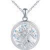 MICSAVI Collana Albero della Vita Foto Personalizzata Medaglione in Argento 925 per Donna, Pendente Rotondo Portafoto con Zirconi, Regalo Gioielli per Fidanzata Madre Figlia