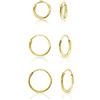 DTPsilver Set da 3 Orecchini a Cerchietto Argento 925 Placcati Oro Rosa 18K - Cerchietti Orecchini Oro Rosa - Cerchi Piccoli Classici per Lobo Helix Cartilagine Naso - Spessore 1.5 mm - Diametro 8, 10, 12 mm