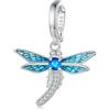 LES FOLIES DI PAOLA GRIECO Charm Libellula Blu Insetto Fortuna ciondolo pendente in argento 925 - Les Folies per Pandora