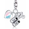 Annmors Ciondolo Argento Sterling 925 Charm Bead Compatibile Bracciale e Collane Europei Baby's Footprints Bottle Shoes Perline zirconi