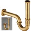 KEOKBON, sifone a P in ottone per lavabo, con attacco da 1 1/4, regolabile, blocca lo sporco e previene i cattivi odori, ideale per lavabo del bagno e lavabo da appoggio, colore bronzo antico
