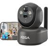 Xega 4G LTE Telecamera Interno con Sim/ 7800mAh Batteria senza Fili, 360° PTZ Telecamera Senza WiFi, 2K Videocamera Sorveglianza Interno con Visione Notturna a Colori, PIR Rilevamento, IP65