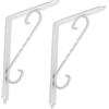 AERZETIX - C65837 - Set di 2 Supporti decorativi staffe consolle rinforzati per mensole ad angolo retto - 135x190mm - apertura Ø4mm - per fissaggio a parete - in acciaio - colore bianco