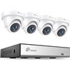 Loocam Sistema di Telecamere CCTV 1080P con Rilevamento AI Persone/Veicoli, DVR 8 Canali H.265+, 4 Telecamere di Sicurezza 2MP 1920TVL, Visione Notturna, Accesso Remoto, SENZA Hard Disk