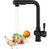 Süßren Rubinetto Lavello Cucina,Rubinetto Cucina Con Doccetta Estraibile,Due Tipi Di Getto D'Acqua,Rubinetto Cucina Orientabile 360°,Miscelatore Cucina In Acciaio Inossidabile (Nero)